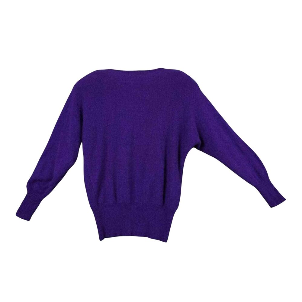 Vintage Cedars Women’s Lambswool Embroidered Sweater Sz L Long Sleeve Purple - Picture 4 of 8